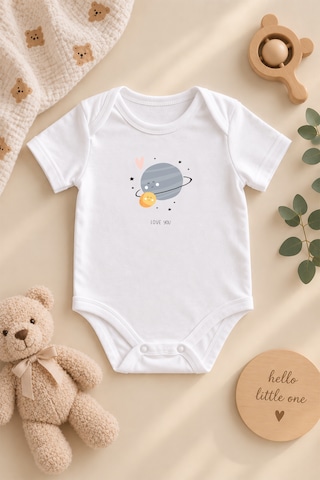 Luppinos Love You Mom 3lü %100 Pamuk Dijital Baskılı Bebek Body Set 1 Beyaz