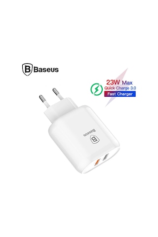 Baseus Bojure Series Dual-Usb Qc 3.0 18W Hızlı Şarj Aleti Başlık (123857026)-Beyaz