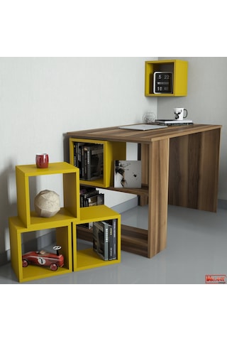 Variant Variant Box Çalışma Masası - Ceviz / Sarı