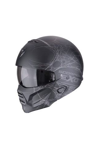 Scorpion Exo Combat 2 Spider Web Modüler Motosiklet Kaskı Mat Siyah Gümüş - Gümüş