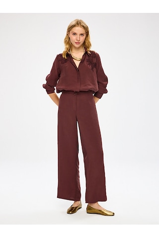 Faik Sönmez Arka Beli Lastikli Yanı Yırtmaçlı Modallı Wıdeleg Fit Pantolon W27pnt005 Uw27pnt00530 Kahve