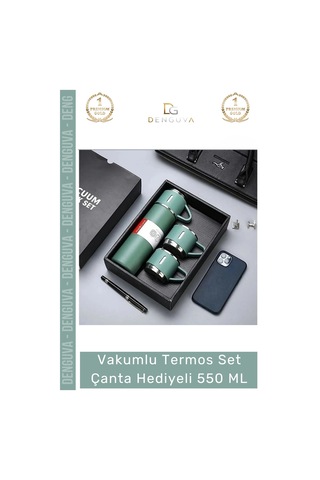 Özel Üretim Paslanmaz Çelik 3 Bardaklı Soğuk Sıcak Termos Vakumlu Termos Set Çanta Hediyeli 550 Ml Çok Renkli 02263277