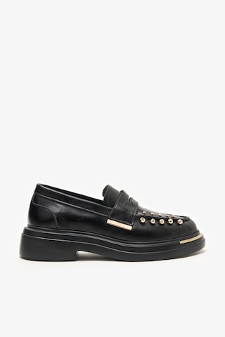 Louis Cardy Ophira Siyah Deri Piercing Detaylı Loafer