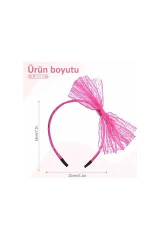 80 Ler 90 Lar Neon Pembe Dantel Taç Fiyonklu 5671 Çok Renkli Çok Renkli