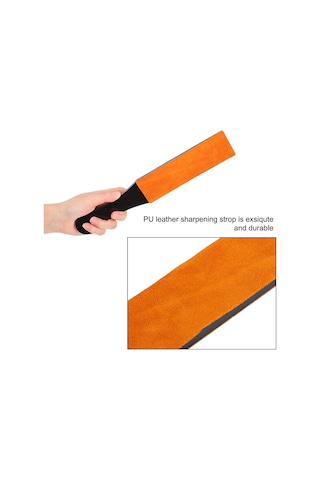 Hombey 2 Yönlü Kaba Ve İnce Pu Deri Aşınma Teli - Bıçak, Bıçak, Gümüş Ve Altın Parlatıcı - Akrilik Kollü Taşlama Aleti