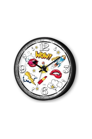 The Mia Duvar Saati Popart 30cm Dvs131 Çok Renkli