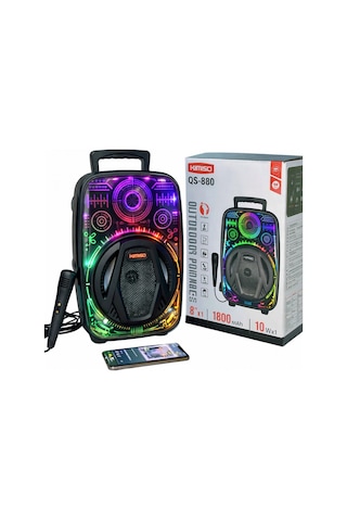 Platoon Pl-4657 Bt Usb Sd Aux 8 İnç Mikrofonlu Anfi Yüksek Ses Taşınabilir Rgb Işıklı Hoparlör
