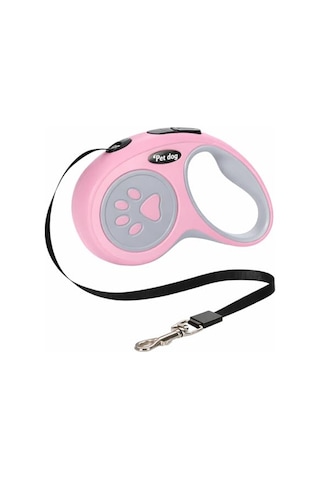 Sogud Otomatik Köpek Tasması 5 Metre Pembe Geri Çekilebilir Kilitli Makara Sistemi Dayanıklı Şerit Halat Çok Renkli