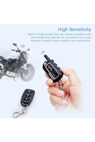 Motosiklet Hırsızlık Önleme Alarm Sistemi 2 Yönlü Kablosuz Uzaktan Motor Çalıştırma Durdurma Kilitleme/kilit Açma Kontrol Cihazı 12v Ayarlanabilir Hassasiyet 125db Korna 2 Uzaktan Kumanda