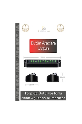Numaratör Araç İçi Mıknatıslı Magnetli Şık Tasarım Park Telefon Numarası Gizleme Neon Aç Kapa Numar