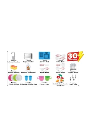Kayyum Oyuncak Modern Mutfak Çeşmeli Lavabo Set Mutfak Pembe