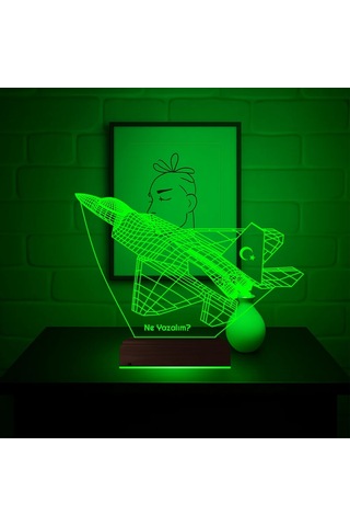Luvivia Savaş Uçağı Pilot Uçak Kişiye Özel 3d Lamba - Masa Gece Lambası Şeffaf