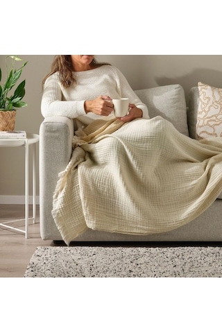 Ikea Vallkrassıng Polar Koltuk Örtüsü Tek Kişilik 150 X 200 Cm Bej