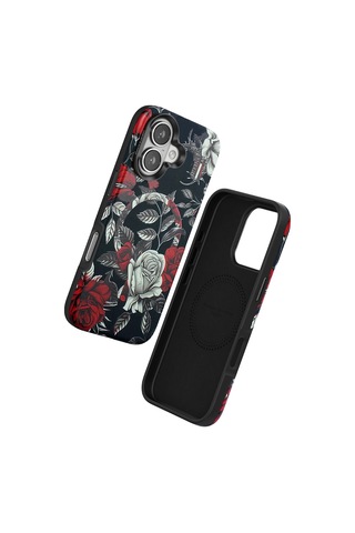 Durukar Apple, Uyumlu iPhone 16 Flower Series Magsafe Kapak - Siyah