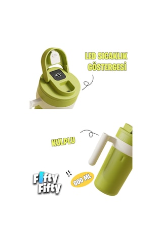 Vagonlife 600 ML Led Sıcaklık Göstergeli Akıllı Çelik Termos Kulplu -kahve Bardağı-mug-ffvgn2009 001