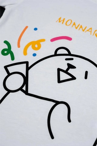 Kız Çocuk Beyaz Monna Rosa Eğlenceli Ayıcık Detaylı Yazlık Tişört Beyaz