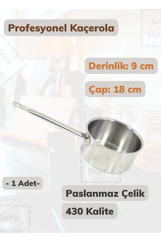 Profesyonel Kaçerola 18 Cm Paslanmaz Çelik 430 Kalite Gri