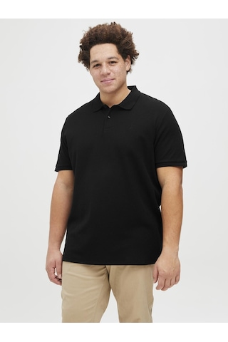 Jack & Jones Büyük Beden Polo Tişört - Austin - 12274980 Black Siyah