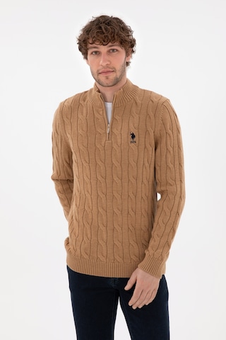 U.s. Polo Assn. Erkek Camel Melanj Kazak /triko 50297020-vr122 Camel Melanj