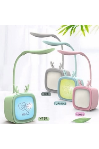 Tv Tasarımlı Kademeli Şarjlı Masa Lambası Led Gece Lambası Gri