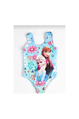 Sea Queen Renkli Desenli Likralı Kumaş Kız Çoçuk Yüzücü Mayo Bebe Mavisi - 697892518 Bebe Mavisi