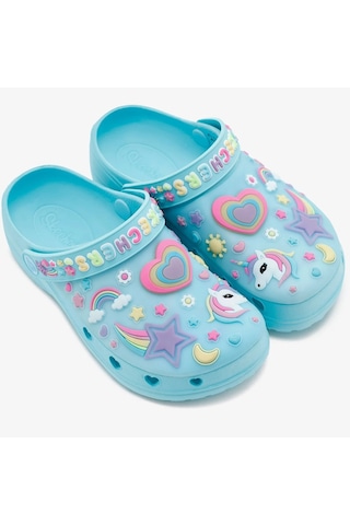 Skechers Heart Charmer - Girly Land Kids Lights Slipper Bantlı Işıklı Çocuk Terlik Mavi