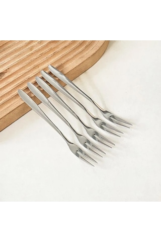 Xindoker "5'li Paslanmaz Çelik Altın Kaplama Salata Çatal Seti - Şık Ve Pratik" Gümüş