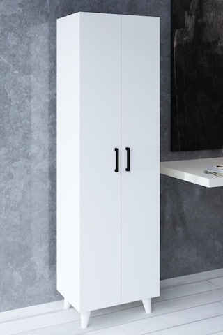 5 Raflı 2 Kapaklı 14r Çok Amaçlı Dolap Erzak Dolabı Banyo Dolabı Kiler Dolabı Beyaz Beyaz