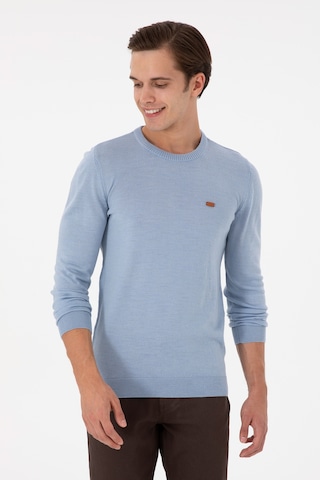 U.S. Polo Assn. Erkek Slim Fit Bisiklet Yaka Açık Mavi Melanj Kazak 50297040-VR112