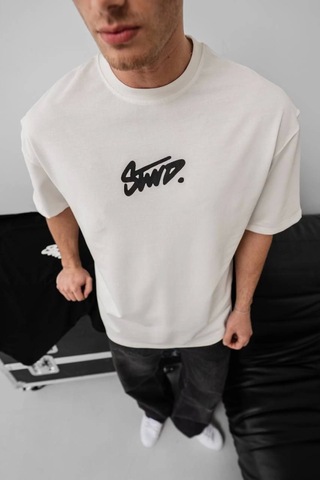 Suma Beyaz Erkek Oversize Baskılı T-shirt Xl Beden