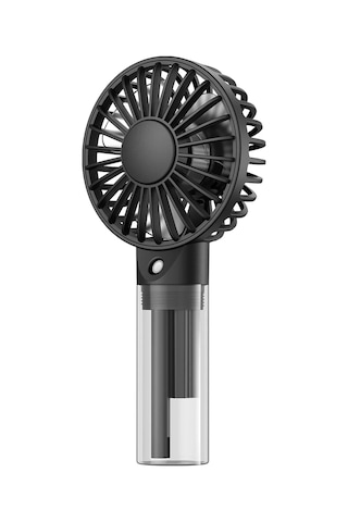 Warmco K31 Su Püskürtmeli Şarjlı El Vantilatörü Taşınabilir Masaüstü Standlı 3 Kademeli Serinletici Mini Soğutucu Fan Siyah
