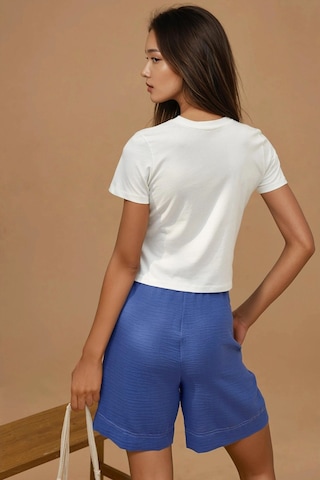 Hiccup Baskı Detaylı Regular Fit Bisiklet Yakalı %100 Pamuklu Crop T-shirt Kırmızı