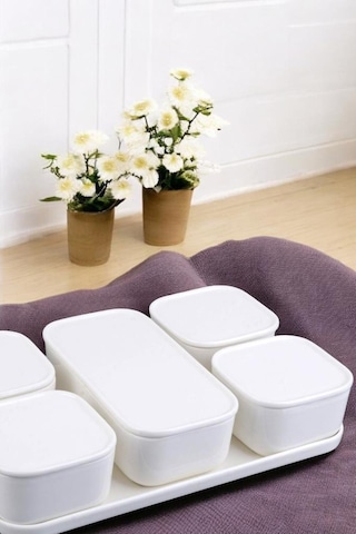 Digithome 5'li Porselen Kapaklı Kahvaltılık Set Por19-317s6 1-1-289 Krem