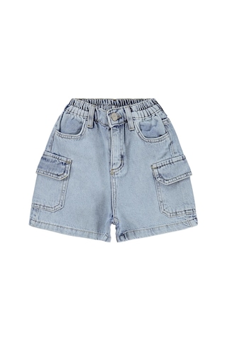 Civil Girls Büzgülü Kargo Cepli 10-13 Yaş Şort - Mavi