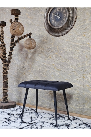 Zafir Siyah Sivriltmel Ayaklı 60 Cm Puf Bench - Puf - Bench - Oturak - Mutfak Oturağı - Antre Oturağı Füme