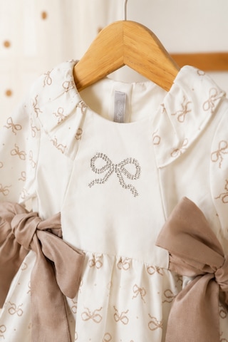 Babyhola %100 Pamuk Kız Çocuk Kurdele Detaylı Elbise 15349 Kahverengi
