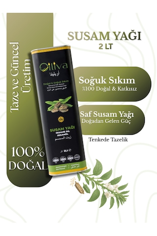 %100 Doğal Susam Yağı 2 L Soğuk Sıkım Cam Şişe