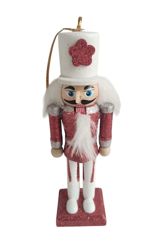 Kurşun Asker 13cm Beyaz Şapka -kırmızı Üniformalı Yılbaşı Süsü