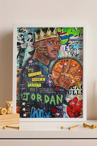 Michael Jordan Çerçeveli Tablo Genç Erkekler Odası Dekoru Street Art