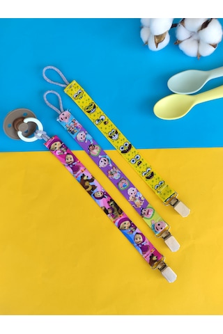 3baby 3'lü Bebek Emzik Askısı Seti - Emzik Tutucu - Emzik Zinciri Çok Renkli