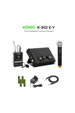 König K-302ey Kablosuz Mikrofon El + Yaka Uhf Çift Kanal - 8697314964129