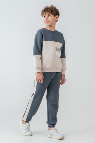 Erkek Çocuk Brooklyn Skat Clup Baskılı 3 İplik Kalın Kışlık Eşofman Takımı Ak4228 Indigo