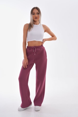 Kallima Vişne Kışlık Şardonlu Yüksek Bel Bol Paça Eşofman Altı Gülkurusu