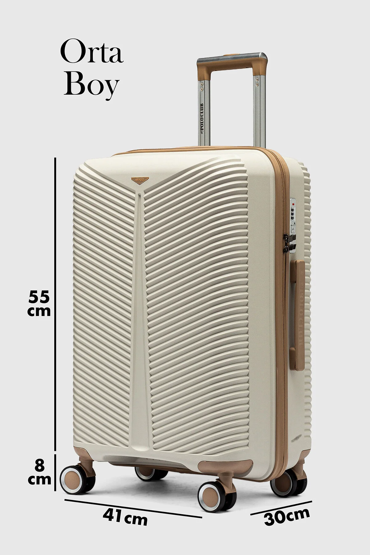 My-pp Bilbao Tekerlekli Kırılmaz Valiz 3'lü Set Bavul Ekru Kemik Şambapnya Ekru