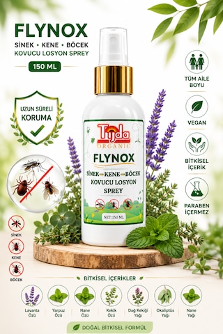 Tijda Flynox Sinek Böcek Kene Kovucu Losyon Sprey 150 Ml Doğal Bitkisel Tüm Vücut Seyahat Tatil Boy