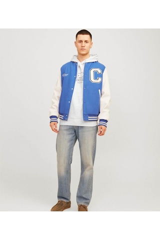 Jack & Jones Erkek Sweatshirt Beyaz 12256838 Jjferrıs Sweat Hood 25kw21000484 W2100384 Beyaz