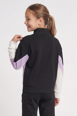 Hummel Renk Bloklu Pamuklu Dik Yaka Fermuarlı Sweat Kız Çocuk Sweat 922566-2001 Siyah