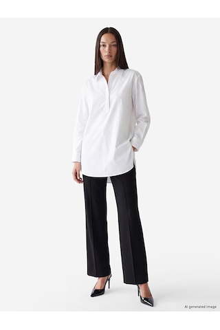 LC Waikiki Lc Waıkıkı Beyaz Oversize Poplin Kadın Gömlek Tunik