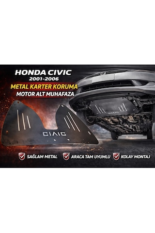 Honda Civic Vtec 2001-2006 Uyumlu Karter Koruma Motor Alt Muhafaza Sacı Cıvıc Yazılı 0