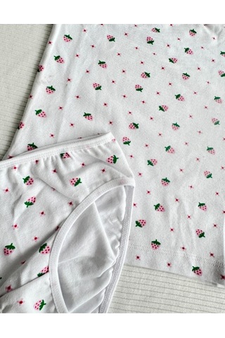 Alya Underwear Kız Çocuk Baskılı Ip Askılı Atlet Ve Slip Takımı Çilek Baskılı